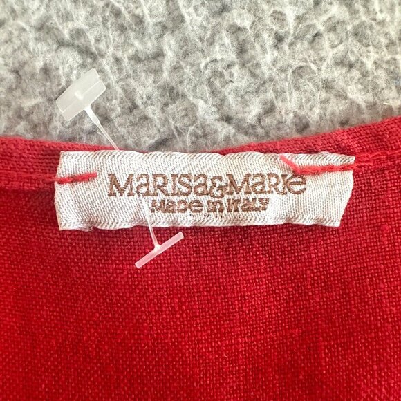 Marisa & Marie Linen Dress Red Daisy Lace Trims Tiered - Picture 5 of 16